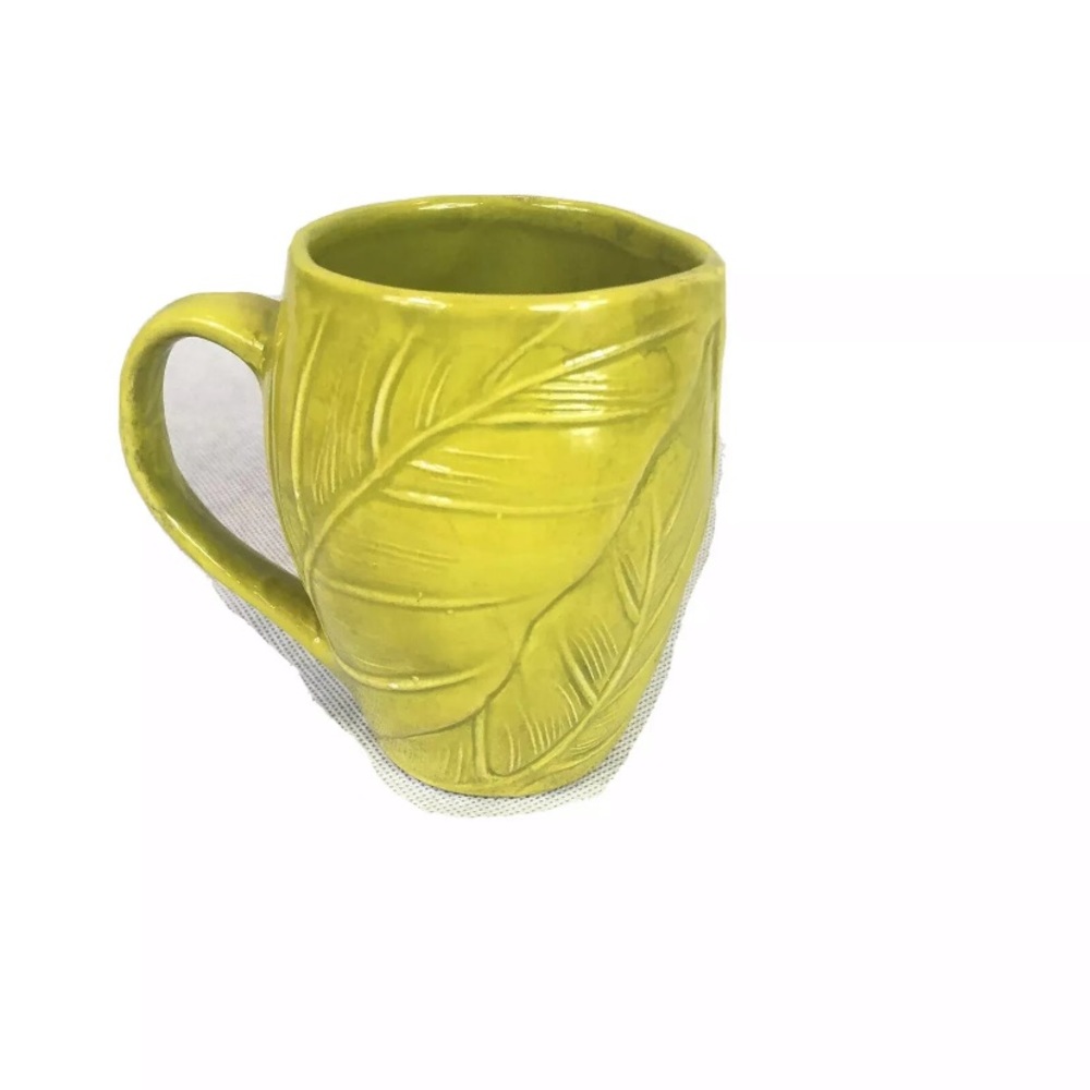 Vietri Bloom Flower Leaf Green Coffee MUG